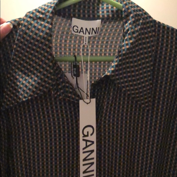 Ganni Shirt Dress with Balloon Sleeves - Picture 7 of 8